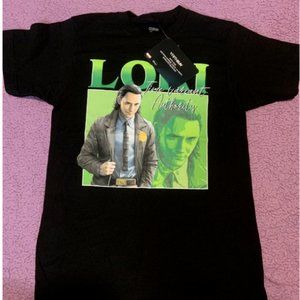 Marvel Loki T-Shirt Men's Large Crewneck Black with Short Sleeves Fifthsun